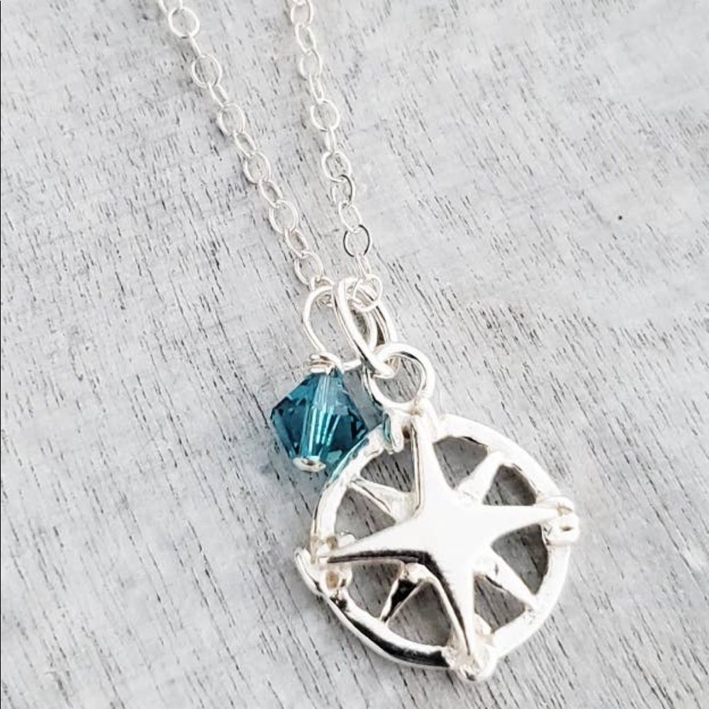 Sterling Silver Compass Necklace